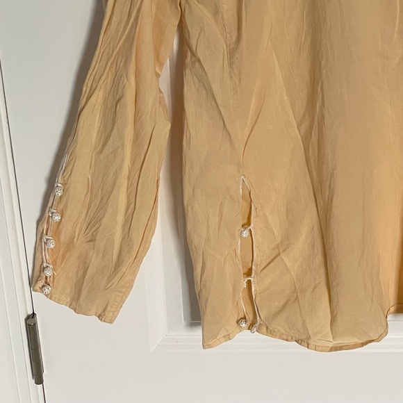 Calypso Women's Silk Embroidered Top Yellow 3/4 Sleeve Size XS - 47479 - Picture 9 of 14